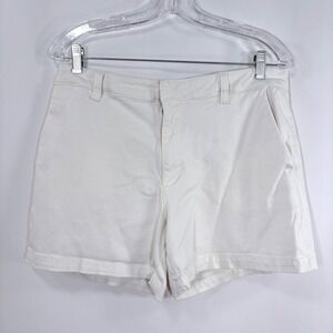 Banana Republic Chino Shorts White Mid Rise Cotton Blend Size 10